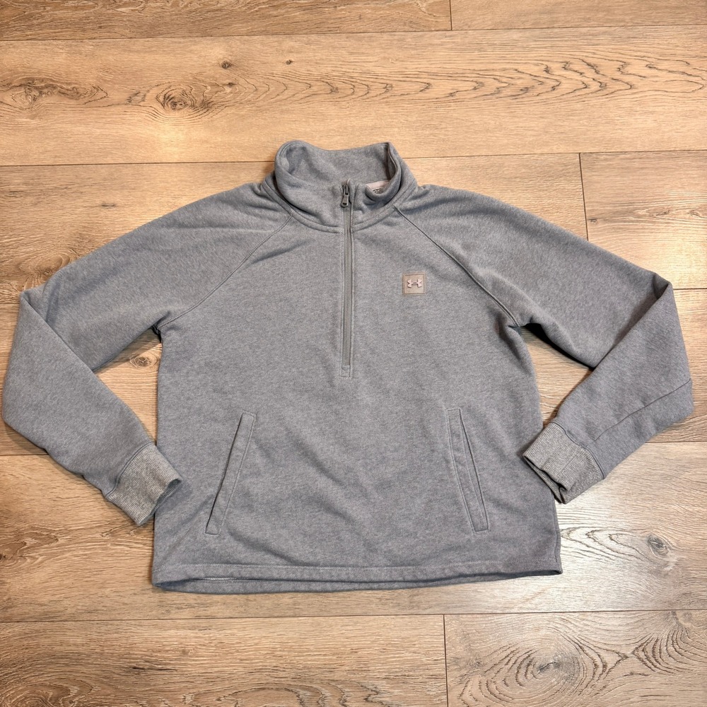 Under Armour Womens Gray 1/2 Zip Boxy Pullover Fleece Sweatshirt Athletic Medium